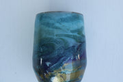 Tumbler Wine glass Stemless 12 ounce we've called (Blue Ghost). Stainless Steel cup painted and epoxied in layers of beautiful colors.
