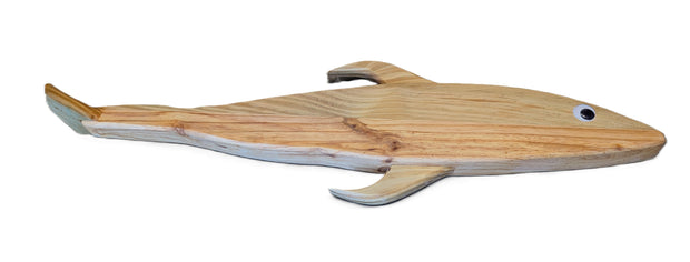 Fish plaque wood wall hanging dolphin whale with googly eye