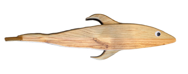 Fish plaque wood wall hanging dolphin whale with googly eye