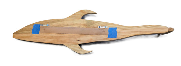 Fish plaque wood wall hanging dolphin whale with googly eye