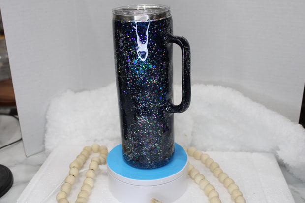 Tumbler Straight Skinny 20-ounce with handle we call (Black Magic)