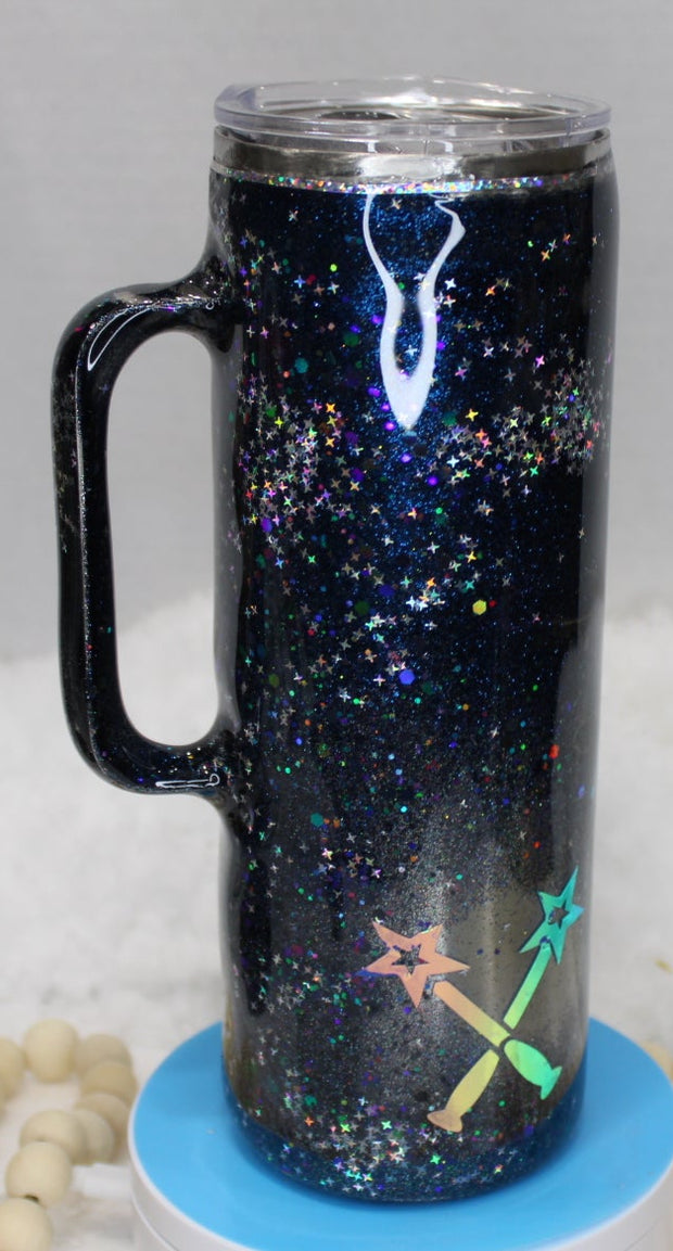 Tumbler Straight Skinny 20-ounce with handle we call (Black Magic)