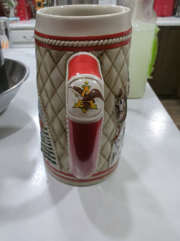 1985 Budweiser Holiday Stein- Limited Edition Handcrafted, Set Of Three (3)