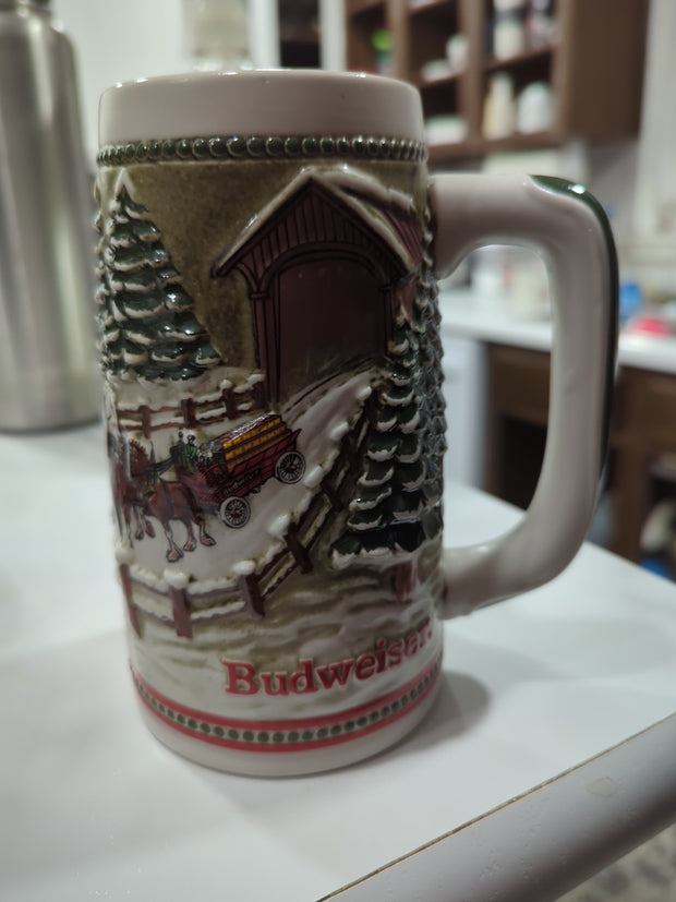 1985 Budweiser Holiday Stein- Limited Edition Handcrafted, Set Of Three (3)