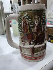 1985 Budweiser Holiday Stein- Limited Edition Handcrafted, Set Of Three (3)