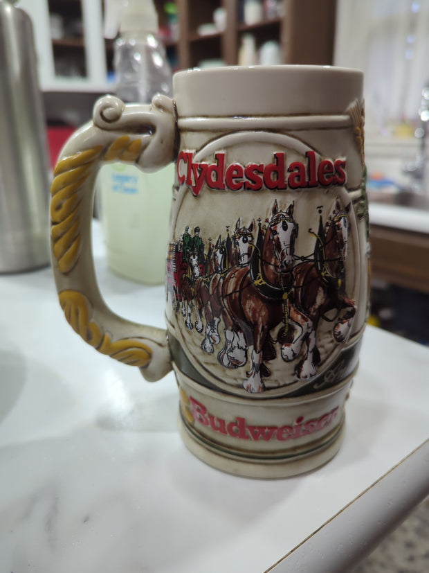 1985 Budweiser Holiday Stein- Limited Edition Handcrafted, Set Of Three (3)