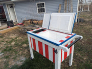 Cooler box all American with wheels bottle opener and towel hook