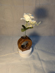 Vase flower vase sassafras wood with glass vial
