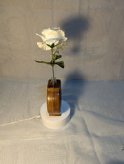 Vase flower vase sassafras wood with glass vial