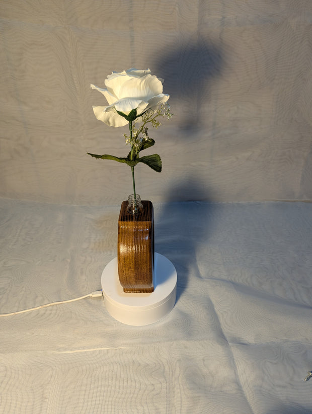 Vase flower vase sassafras wood with glass vial