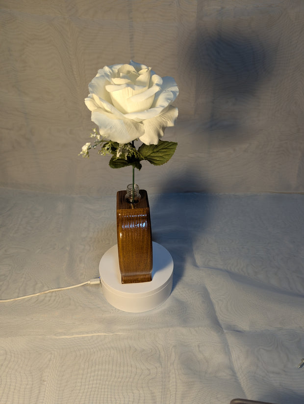 Vase flower vase sassafras wood with glass vial