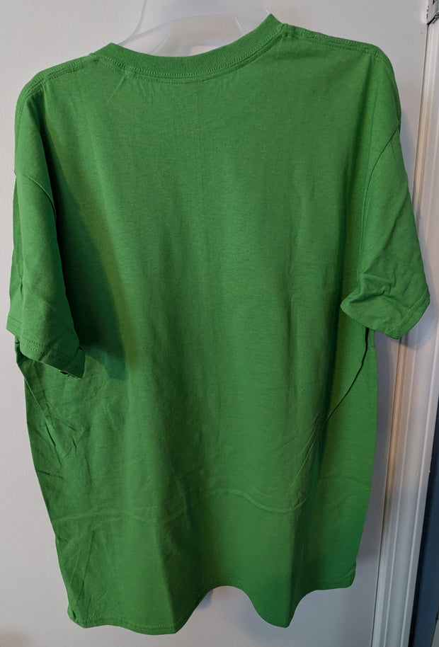 T-Shirt, extra-large XL, short sleeve, green with decal of a dying heart