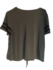 Apparel Girls Shirt LG (11-13) short sleeve with tie string green No Boundaries