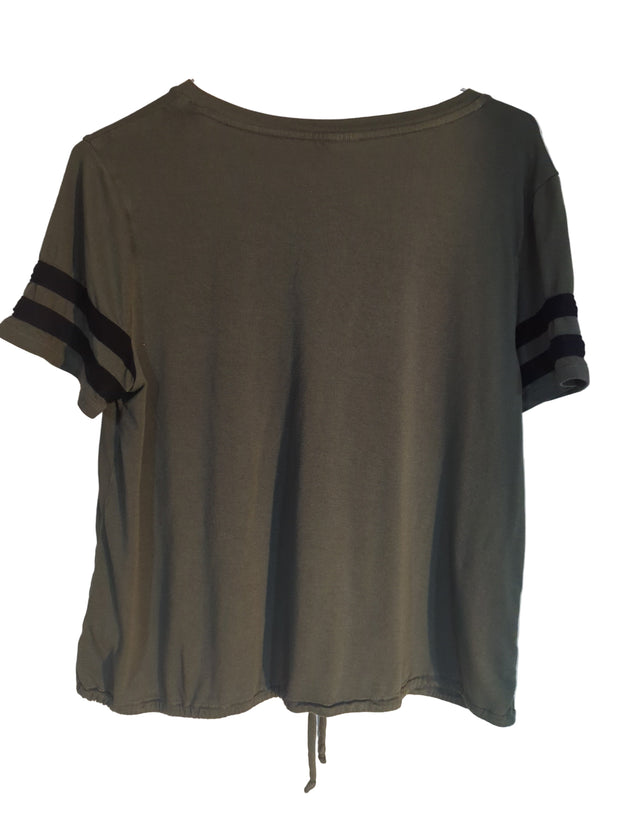 Apparel Girls Shirt LG (11-13) short sleeve with tie string green No Boundaries