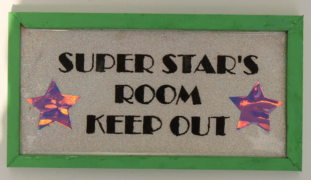 Decorative Sign "Super Star's Room Keep Out" with glitter