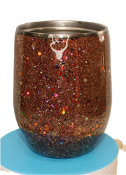 Tumbler Wine glass Stemless 12 ounce we've called (Sparkly Copper)