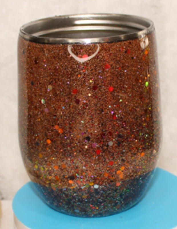 Tumbler Wine glass Stemless 12 ounce we've called (Sparkly Copper)