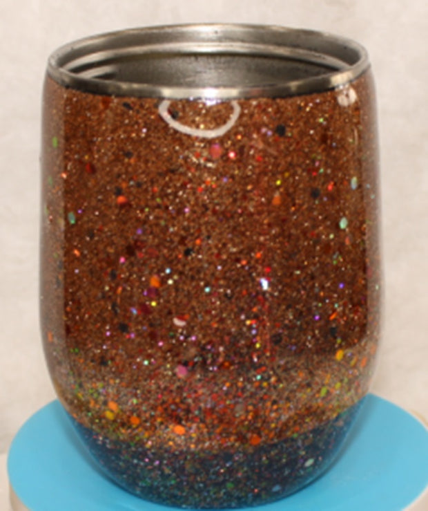 Tumbler Wine glass Stemless 12 ounce we've called (Sparkly Copper)