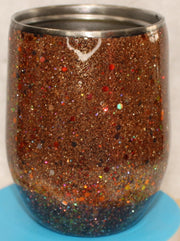 Tumbler Wine glass Stemless 12 ounce we've called (Sparkly Copper)