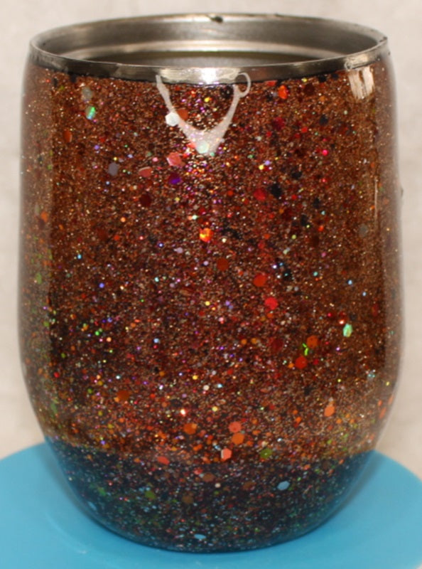 Tumbler Wine glass Stemless 12 ounce we've called (Sparkly Copper)