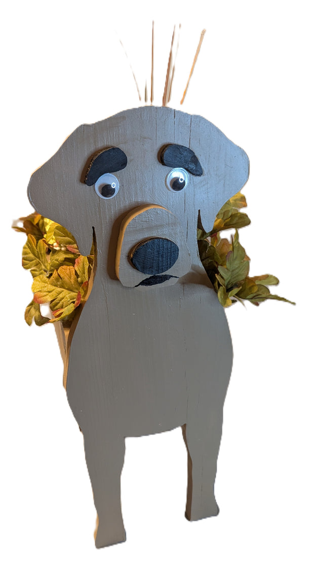 Planter shaped like a labrador for artificial or real flowers