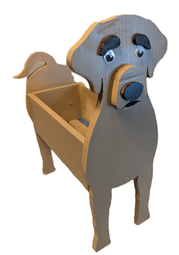 Planter shaped like a labrador for artificial or real flowers