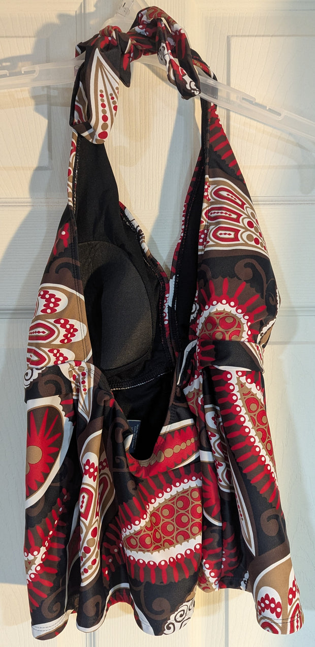 Apparel one-piece swimsuit from Faded Glory in size 2X (18W/20W) features a stylish maroon and black color combination