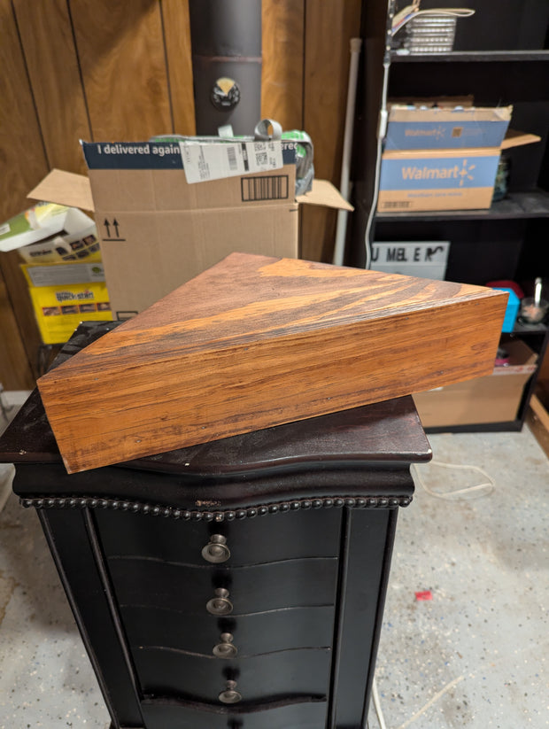 Shelf corner floating hand made from Walnut